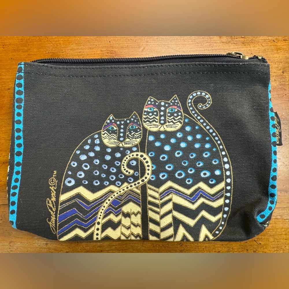 Laurel Burch, Vibrant Cat Patterned Canvas Bag - image 1